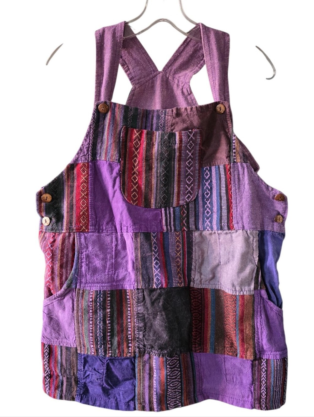 Culture Shop Boho Purple Patchwork Overall Dress Size Small